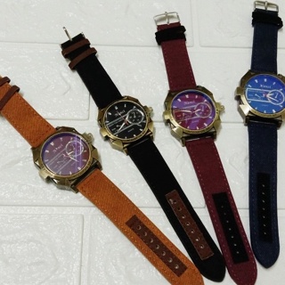 นาฬิกาข้อมือ Nanci SK-1127-1 นาฬิกาข้อมือผู้ชาย ระบบอะนาล็อค สายหนังผ้า หน้าปัด 5ซม. กันน้ำ
