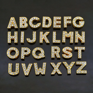 Dinglly ลูกปัดตัวเลข 26 ตัวอักษร สเตนเลส สีทอง 10 มม. สําหรับทําสร้อยข้อมือ DIY