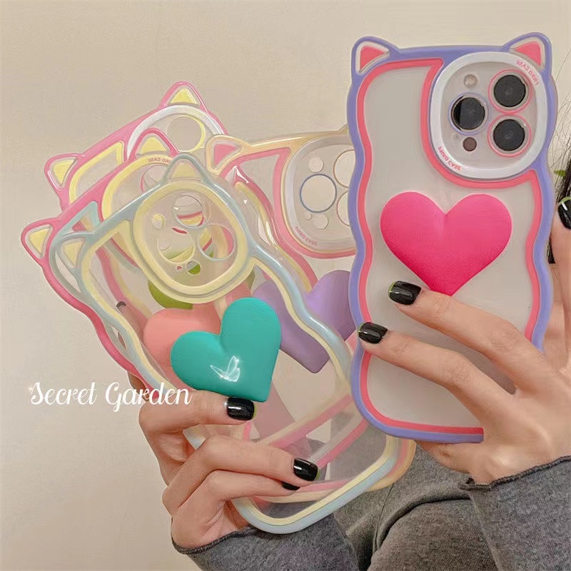 033-เคสโทรศัพท์มือถือ-tpu-แบบนิ่ม-ลายหูแมว-ลายคลื่น-สําหรับ-13-pro-max-12-11-pro-max-7-plus-8-plus