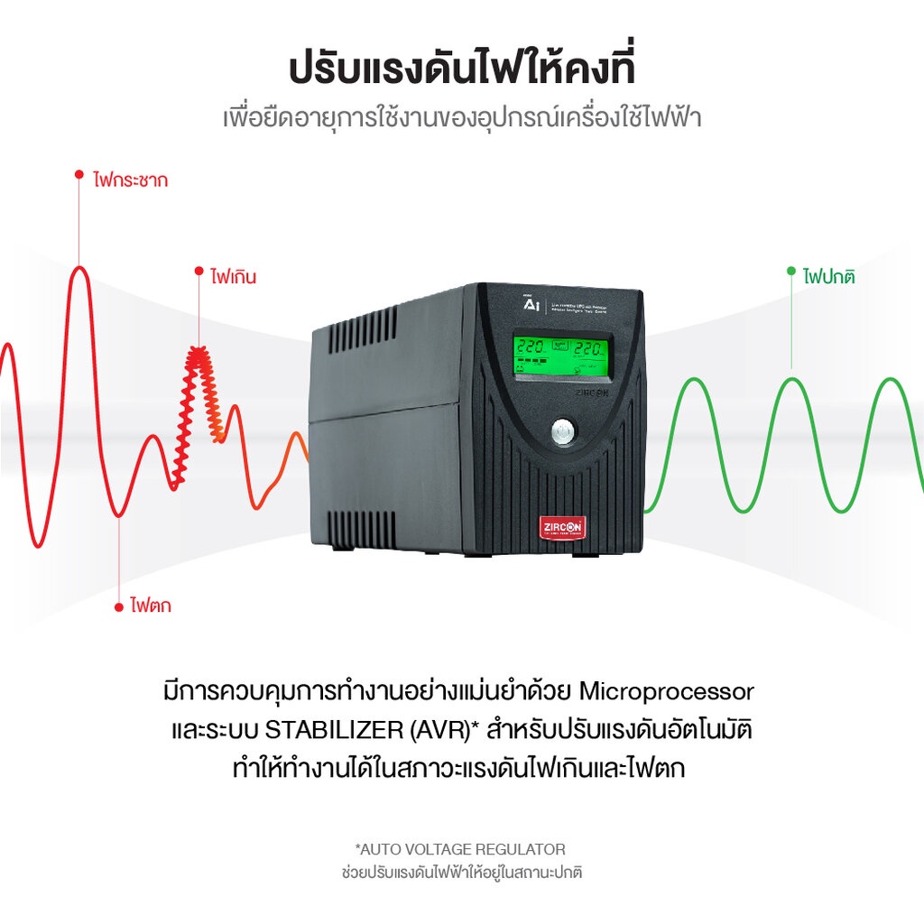 ภาพสินค้า️ส่งด่วนใน1ชม.ทักแชท ️ Zircon รุ่น AI 1000VA 590W(57) AI Plus1000VA 630W (67) เครื่องสำรองไฟ แบตใหญ่ สำรองไฟ ยาวนาน จากร้าน nava.it บน Shopee ภาพที่ 4