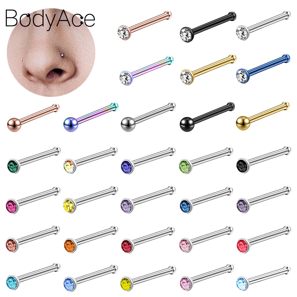 bodyace-1-ชิ้น-หลากสี-เจาะจมูก-สเตนเลส-คริสตัล-กระดุมจมูก-ตรง-บาร์-เจาะรูจมูก