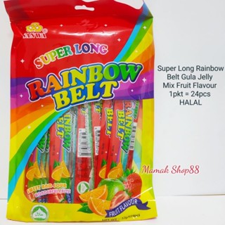 เยลลี่เรนโบว์ แบบแท่งยาว(Super long Rainbow Belt) 1 ห่อ บรรจุ 24 ชิ้น