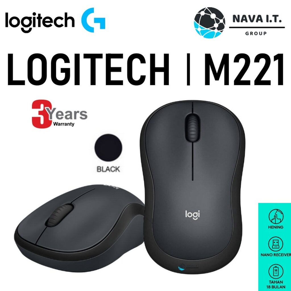 ภาพหน้าปกสินค้า️กรุงเทพฯด่วน1ชั่วโมง ️ Logitech รุ่น M221 สีดำ BLACK Silent Wireless Mouse เม้าส์ไร้สายไร้เสียงคลิก ประกันศูนย์ 3 ปี จากร้าน nava.it บน Shopee