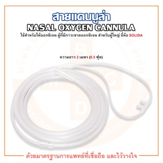 NASAL OXYGEN CANNULA สายแคนนูล่า สายออกซิเจน สำหรับผู้ใหญ่ ความยาว 2 เมตร (6.5 ฟุต) ยี่ห้อ SOLIDA