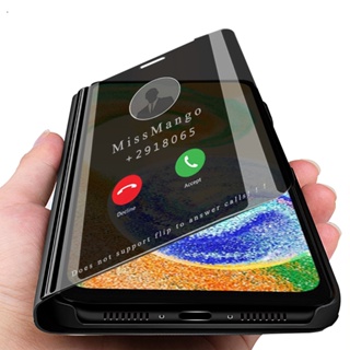 เคสโทรศัพท์มือถือหนัง ฝาพับกระจก พร้อมขาตั้งวาง สําหรับ Samsung Galaxy A04 A04s M13 5G A 04 04s M 13