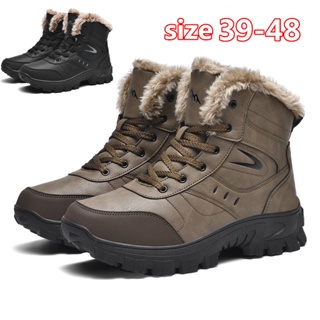 สินค้า พร้อมส่ง รองเท้าบูทมาร์ติน ผ้าฝ้าย กันน้ํา กันหิมะ ขนาดใหญ่พิเศษ ให้ความอบอุ่น เหมาะกับเดินเขากลางแจ้ง สําหรับผู้ชาย ไซซ์ 39-48