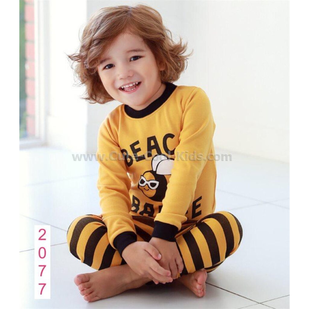 l-pjb-2077-mlb-ชุดนอนเด็กแนว-slim-สีเหลือง-ลายผึ้ง-size-100-3-4y-m