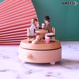 Ameesi กล่องดนตรีไม้ ไม่มีขอบเรียบ สร้างสรรค์ ไร้เสียง สีบีช สําหรับตกแต่งบ้าน