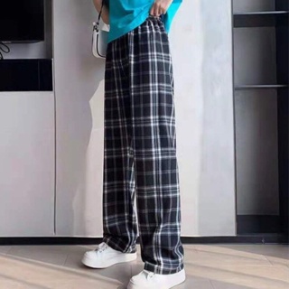 ถูกสุดๆ 30สี กางเกงขายาวฟรีไซส์ กางเกงลายสก็อต สไตล์เกาหลี กางเกงขายาวผู้หญิงเอวสูง #355