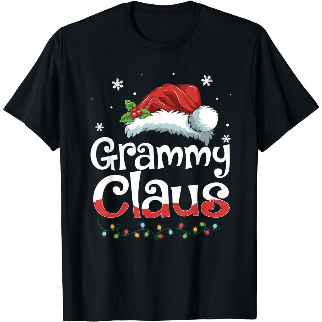 t-shirt-เสื้อยืดพิมพ์ลาย-grammy-claus-santa-hat-แฟชั่นสําหรับครอบครัว-ชุดคริสต์มาสใหม่