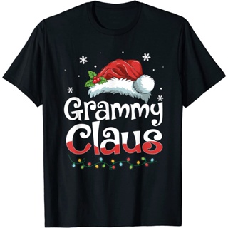 T-Shirt  เสื้อยืดพิมพ์ลาย Grammy Claus Santa Hat แฟชั่นสําหรับครอบครัว ชุดคริสต์มาสใหม่