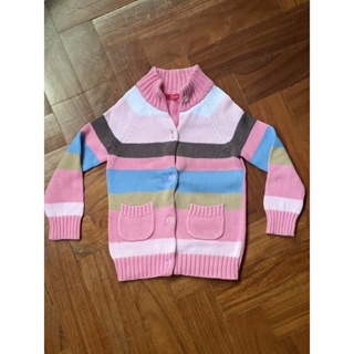 เสื้อไหมพรมเด็ก เสื้อกันหนาวเด็ก คาดิแกนไหมพรม สีชมพูหวาน ไซส์3T girl cardigan