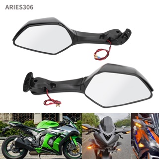 Aries306 กระจกมองหลังรถจักรยานยนต์ พร้อมไฟเลี้ยว Led แบบเปลี่ยน สําหรับ Ninja Zx10R 2011‐2015