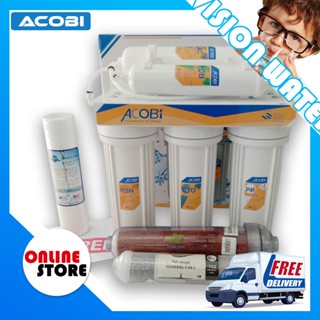 ACOBI เครื่องกรองน้ำ 5 ขั้นตอน+ไส้กรองน้ำแร่ พร้อมอุปกรณ์ครบชุด แถมฟรีไส้กรองน้ำ PP 5 (1) + Fitting เกลียว 2 สาย 2 (6)