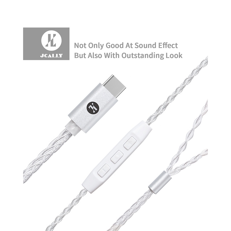 jcally-tc30-pro-silve-8-cores-2pin-0-78มม-mmcx-qdc-kz-c-pin-type-c-หูฟัง-อัปเกรด-สายเคเบิ้ล-พร้อมไมค์-สําหรับ-kz-zsn-zs10-pro-x
