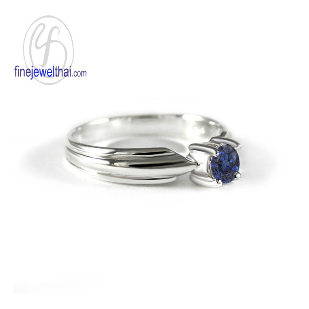 finejewelthai-แหวนไพลิน-ไพลิน-แหวนเงินแท้-แหวนพลอย-blue-sapphire-silver-ring-r1233bl-เลือกสีตัวเรือนได้