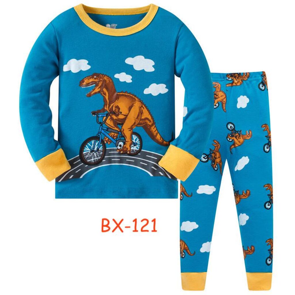l-hubx-121-ชุดนอนเด็กผู้ชายลายไดโนเสาร์-แขนยาวขายาวผ้าบางนิ่ม-สีฟ้า-พร้อมส่งด่วนจาก-กทม