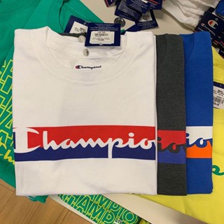 เสื้อยืดแขนสั้น ผ้าฝ้าย พิมพ์ลายโลโก้ Champion สไตล์คลาสสิก สวมใส่สบาย สําหรับผู้ชาย และผู้หญิง