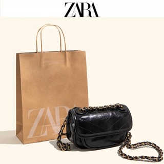 Zara กระเป๋าสะพายไหล่ สะพายข้าง หนังเทียม ทรงสี่เหลี่ยม ขนาดเล็ก สไตล์วินเทจ สําหรับผู้หญิง 2022