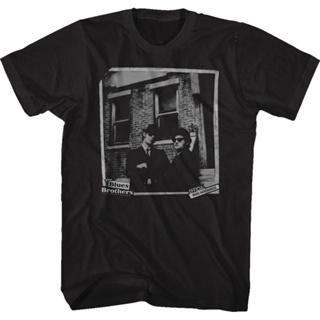 Elwood and Jake Photograph Blues Brothers T-Shirt เสื้อยืดถูกๆ เสื้อคู่วินเทจ เสื้อยืดสีขาว