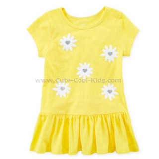 TSG-409 เสื้อยืดเด็กผู้หญิง สีเหลืองลายดอกไม้ Size-100 (3-4Y)