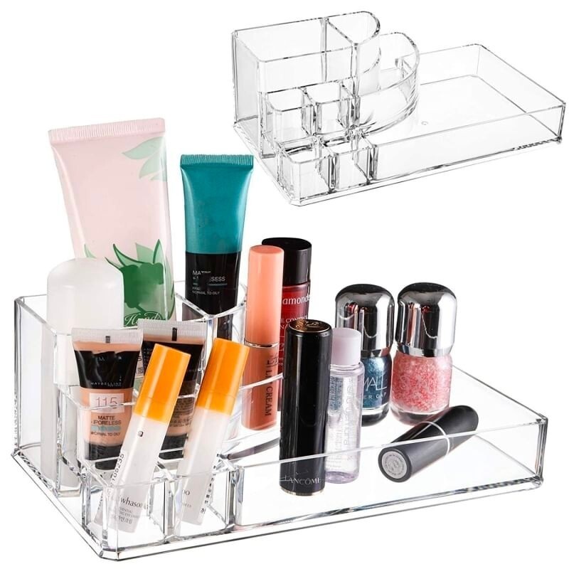 กล่องเก็บเครื่องสำอางอะคริลิค-acrylic-cosmetic-storage-set-มีกระจกขยาย-2-หน้า