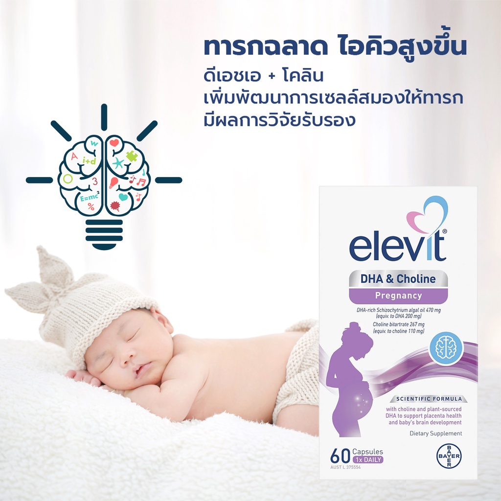 Elevit DHA + Choline For Pregnancy and Breastfeeding capsules 60 pack (ทานได้ 60 วัน) Shopee
