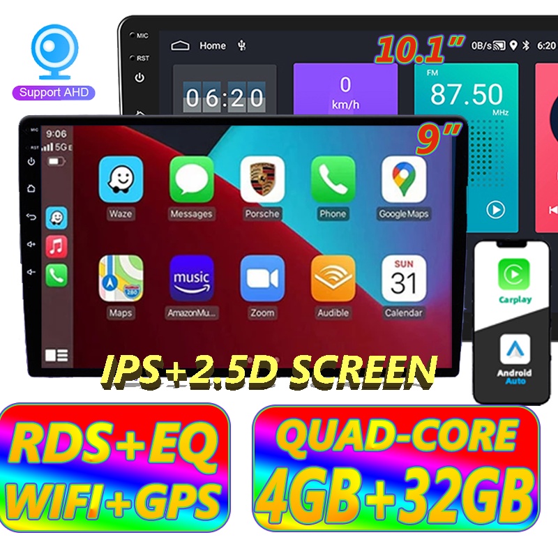 จอแอนดรอยด์ติดรถยนต์-4gb-32gb-quad-core-9-นิ้ว-10-1-นิ้ว-แอนดรอยด์-2-din-หน้าจอสัมผัส-จอ-android-ติดรถยนต์-fm-gps-wifi-บลูทูธ-eq-usb