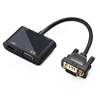 3ใน1สีดำ VGA To HDMI/VGA Adapter สำหรับแล็ปท็อปคอมพิวเตอร์ทีวีจอแสดงผล