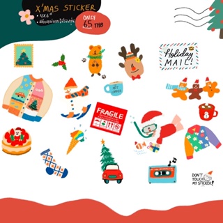 Christmas Sticker คริสมาสต์ สติกเกอร์ ขนาด 4x6” แบบใสรองขุ่น