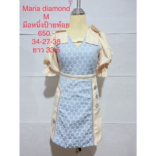 เดรสสั้น สีฟ้าลายวงกลม MARIA DIAMOND SIZE M มือหนึ่งป้ายห้อย