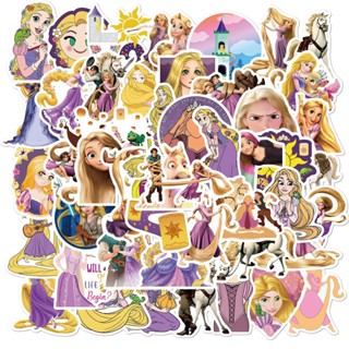 สติกเกอร์พีวีซี ลายการ์ตูน Rapunzel น่ารัก กันน้ํา 50 ชิ้น