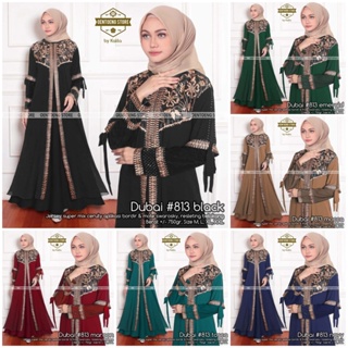 Gamis Dubai 813 ชุดเดรส ปักลาย สไตล์มุสลิม สําหรับผู้หญิง