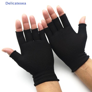 [Delicatesea] ถุงมือครึ่งนิ้ว ผ้าฝ้าย และผ้าวูลถักนิตติ้ง สําหรับผู้หญิง และผู้ชาย
