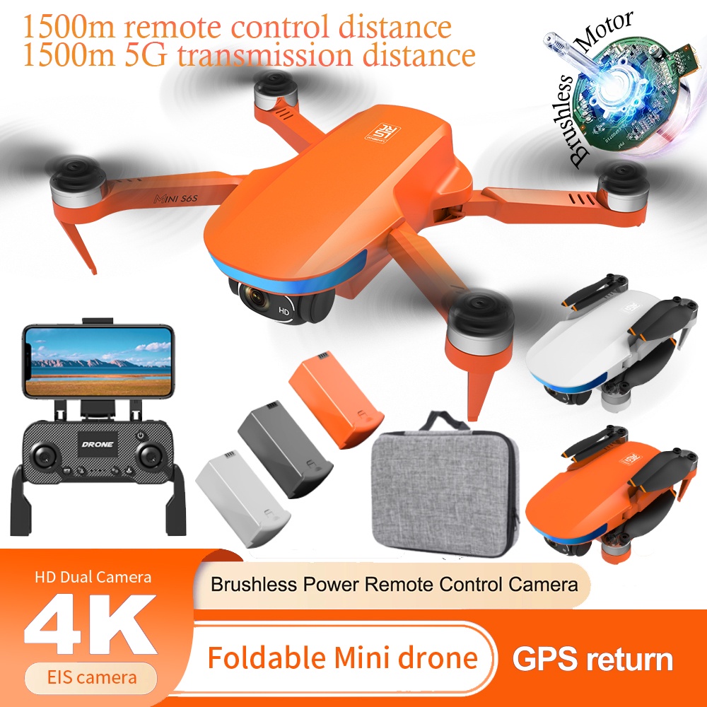 BLSRC New S6S Mini GPS Drone 4K Professinal Dual HD EIS Camera Light ...
