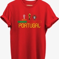 แฟชั่นคลาสสิกเสื้อยืด พิมพ์ลาย Portugal World Cup Qatar 2022
