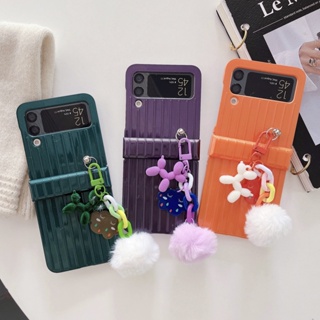 เคสโทรศัพท์มือถือแข็ง กันตก กันกระแทก พร้อมโซ่บอลลูน สร้างสรรค์ สําหรับ Samsung Galaxy Z Flip 3 5G Flip4 Flip4