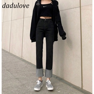 DaDulove💕 New Korean Version Ins Stretch Curling Straight Jeans Womens plus Size High Waist Cropped Trousers