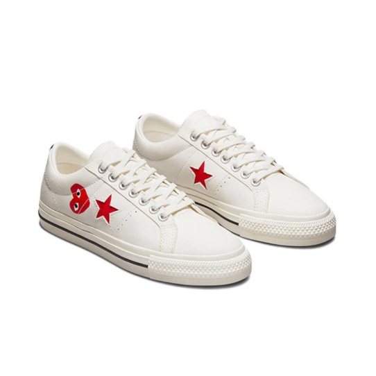 comme-des-garcons-play-x-converse-one-star-white-รับประกันของแท้-100