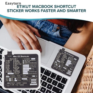 Easyturn สติกเกอร์ติดคีย์บอร์ดลัด สีดํา สําหรับ Mac OS 1 ชิ้น