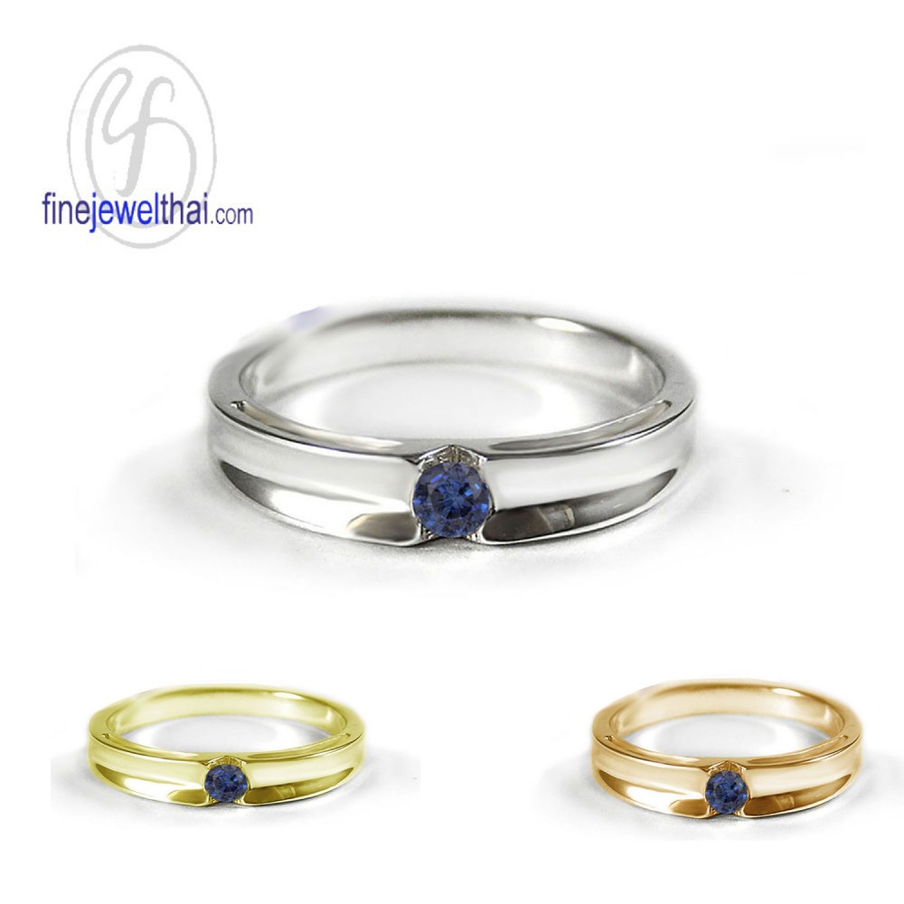 finejewelthai-แหวนไพลิน-ไพลิน-แหวนเงินแท้-แหวนพลอย-blue-sapphire-silver-ring-r1240bl-เลือกสีตัวเรือนได้