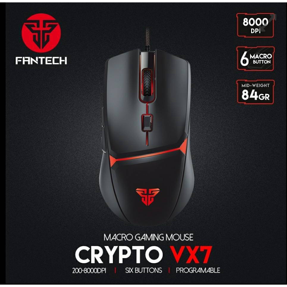 FANTECH CRYPTO VX7 เมาส์เกมมิ่ง MACRO GAMING 6 ปุ่มปรับความเร็ว DPI 200 ...