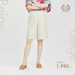 C&amp;D กางเกงขาสั้น กางเกงขาสั้นผู้หญิง กางเกงผู้หญิง Linen Pants ทรง Short Gaucho Pants ขาสั้น2ส่วน เนื้อผ้าลินินพรีเมี่ยม สีเบจ(C9XCBE)