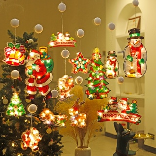 🎄พร้อมส่ง🎄แสงสว่าง ตกแต่งคริสต์มาส ไฟ LED ติดกระจกหน้าต่าง ตัวดูด โคมเล็กซานตาคลอส ต้นคริสต์มาส ไฟคริสต์มาส