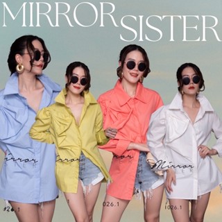 Code : 21026.1 เสื้อเชิ้ตคอปก เสื้อเชิ้ตสีขาว งานป้าย Mirrorsister