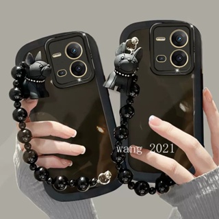 [Ready Stock] Phone Case VIVO V25e V25 Pro Y35 V23 V23e 4G 5G 2022 เคส Fashion Hot Selling Affordable Black Bulldog Bracelet Casing Lens Protection Solid Color Transparent Soft Case เคสโทรศัพท
