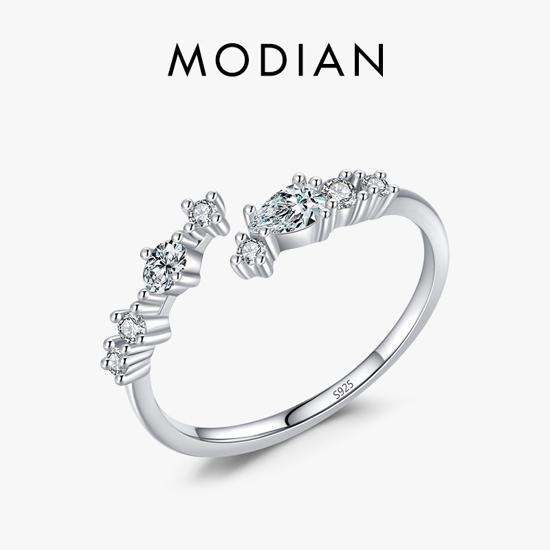 ภาพหน้าปกสินค้าModian แหวนเงินสเตอร์ลิง 925 ประดับเพทาย ซ้อนกันได้ สไตล์มินิมอล เครื่องประดับ สําหรับผู้หญิง วันครบรอบ แต่งงาน