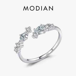 สินค้า Modian แหวนเงินสเตอร์ลิง 925 ประดับเพทาย ซ้อนกันได้ สไตล์มินิมอล เครื่องประดับ สําหรับผู้หญิง วันครบรอบ แต่งงาน