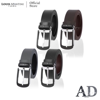 สินค้า Louis Montini Classic เข็มขัดผู้ชายหนังแท้ เข็มขัดหนังวัว ลายพาด้า มาพร้อม Packaging หรูหรา Men Belt - MGN149