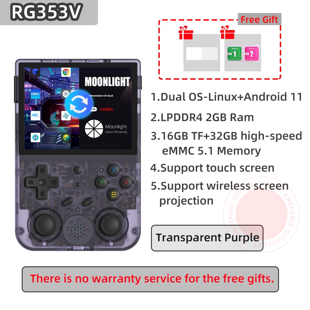 ANBERNIC Rg353v เครื่องเล่นเกมมือถือ 3.5 นิ้ว 640*480 แอนดรอยด์ 11 ...
